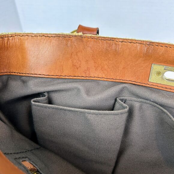 J.Crew Brompton Woven Straw Leather Hobo Shoulder Bag Brown Tan Gold Purse Boho - Picture 11 of 16